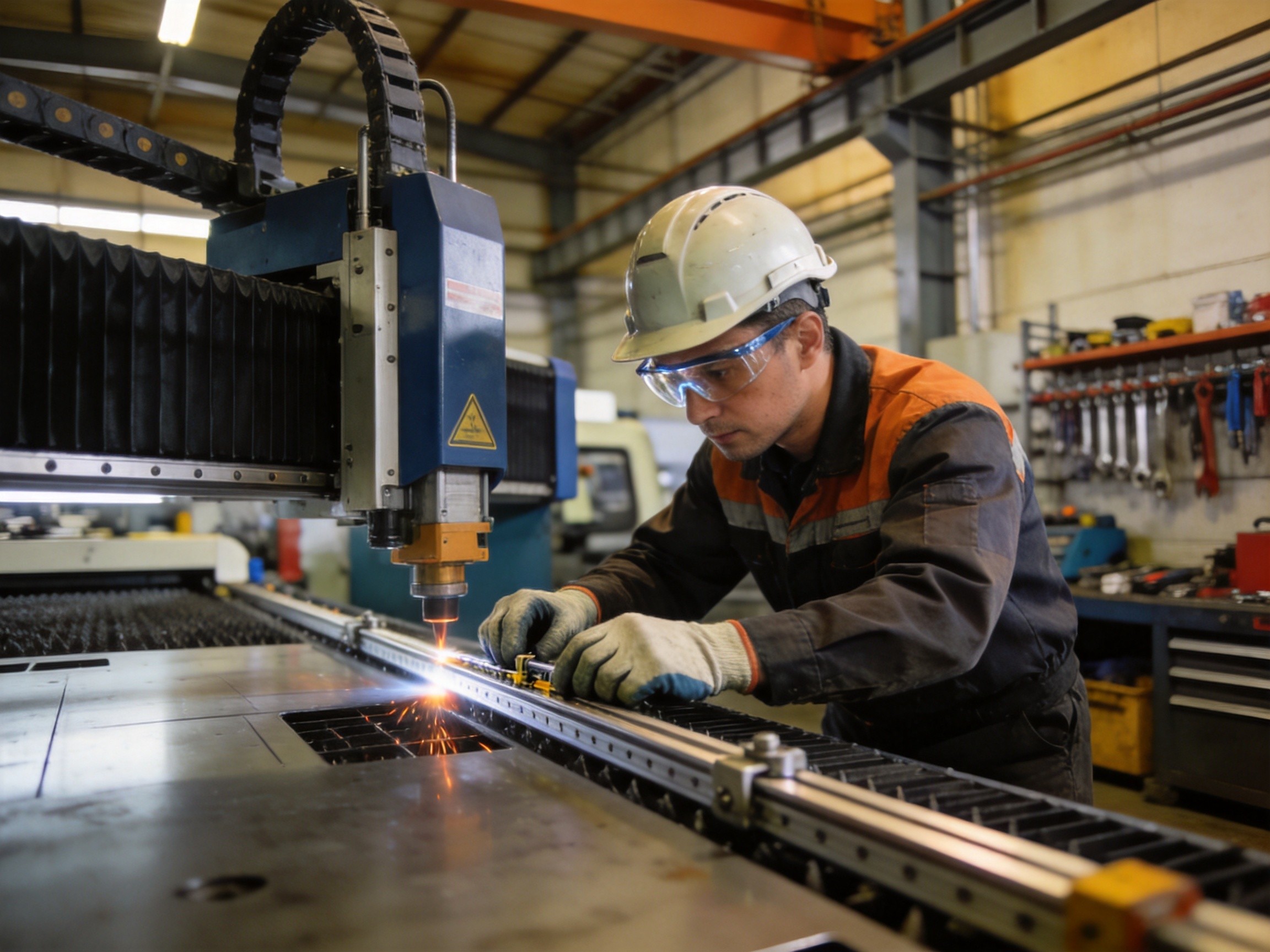 Fiber laser cutting machine quality control and precision assembly in the manufacturing facility
