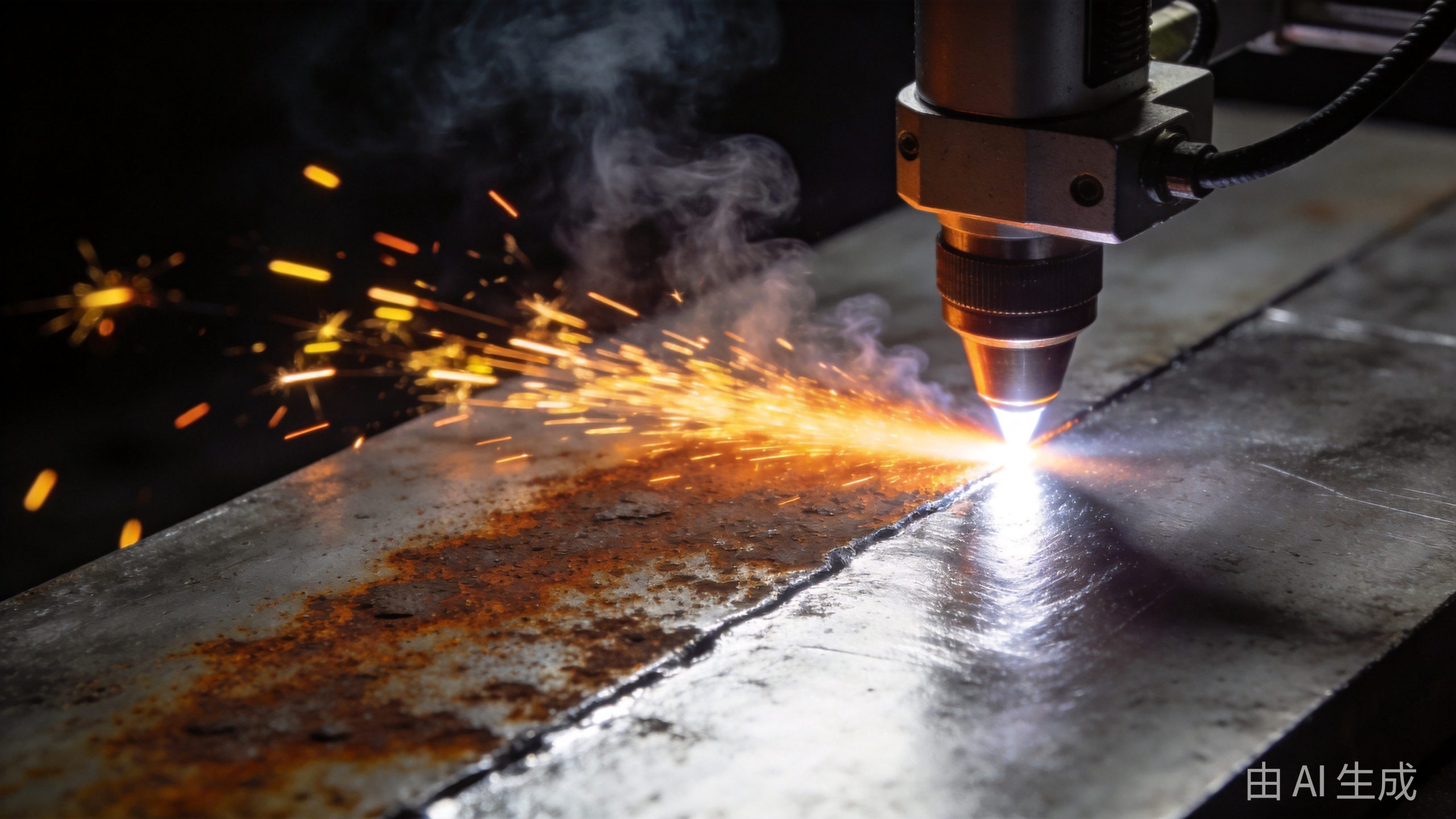 How does a laser cleaning machine work - laser removing rust from metal surface